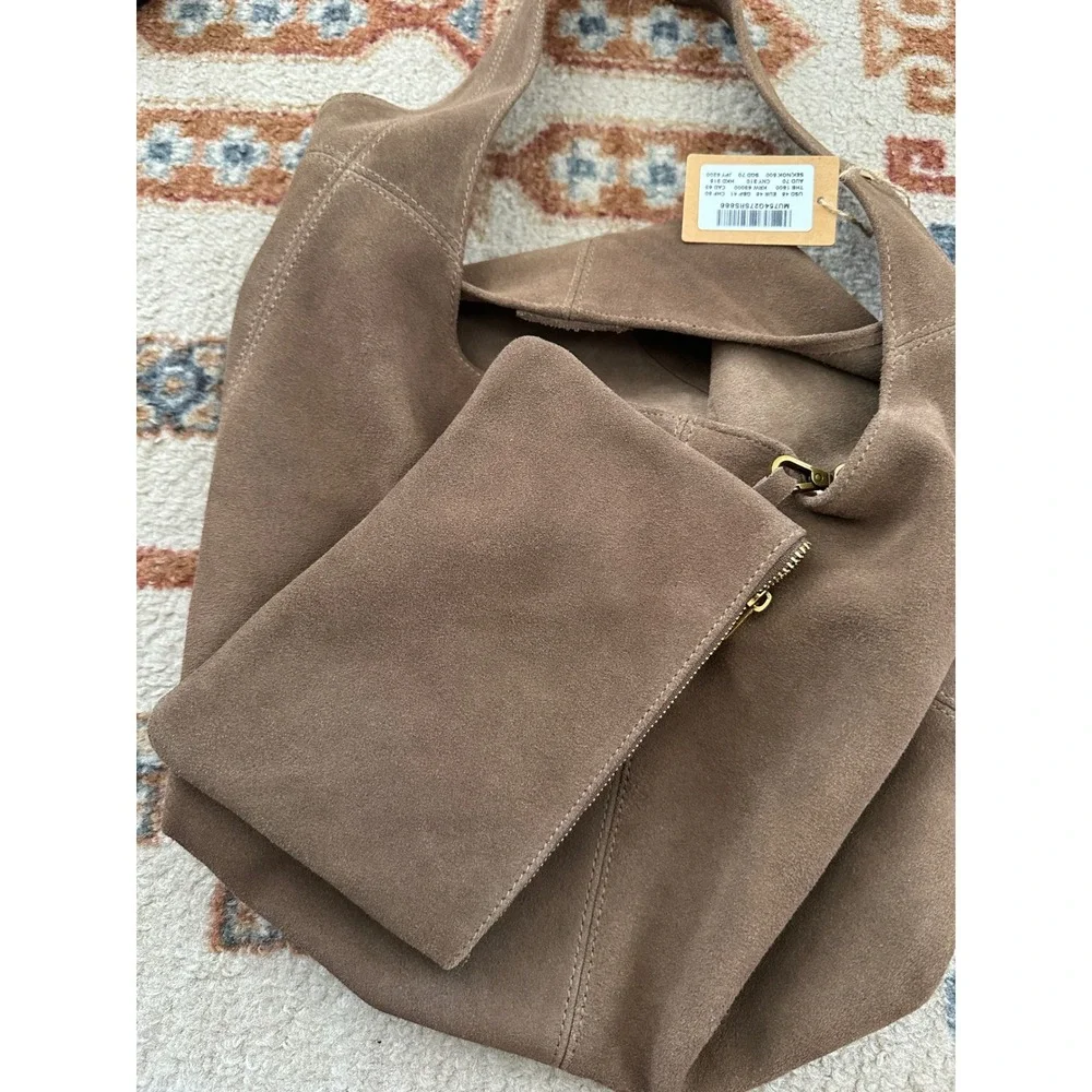 *Unavailable* Brandy Melville Brown Suede Cow Leather Slouchy Hobo Shoulder Bag